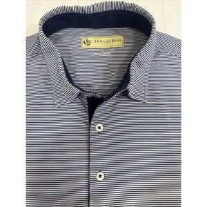 GOLF SHIRT Donald Ross MENS XL Sport Polo  Blue MICRO STRIPED  Performance